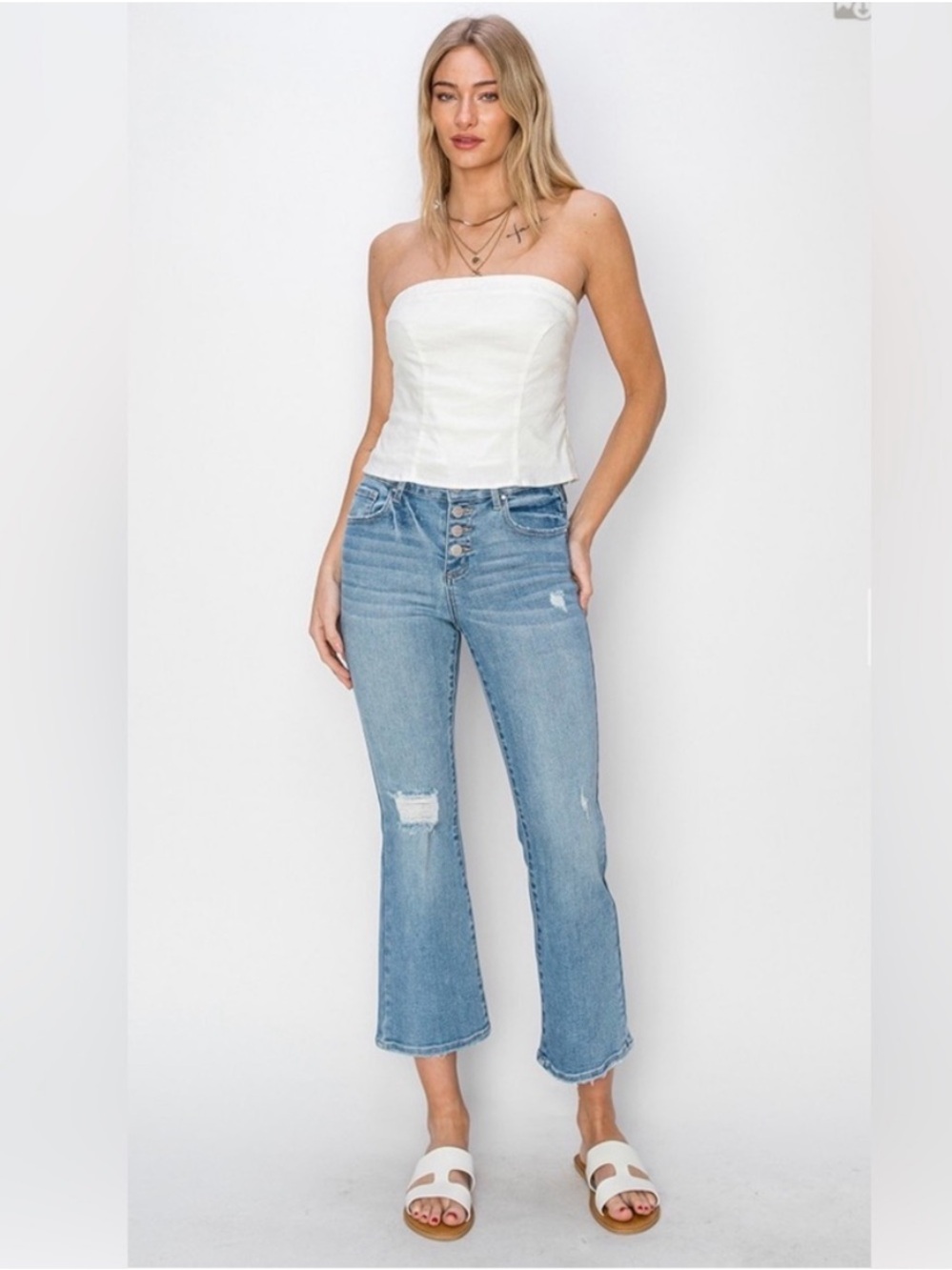 NWT Risen Stylish Distressed Blue Flare Jeans 9/29